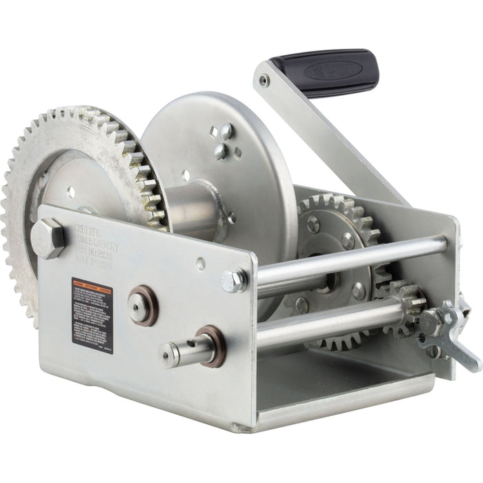 CURT Hand-Crank 2-Speed Winch, 3,800 lbs, 5.1:1 High, 15.8:1 Low Gear Ratio, 9.6" Handle Model 29538