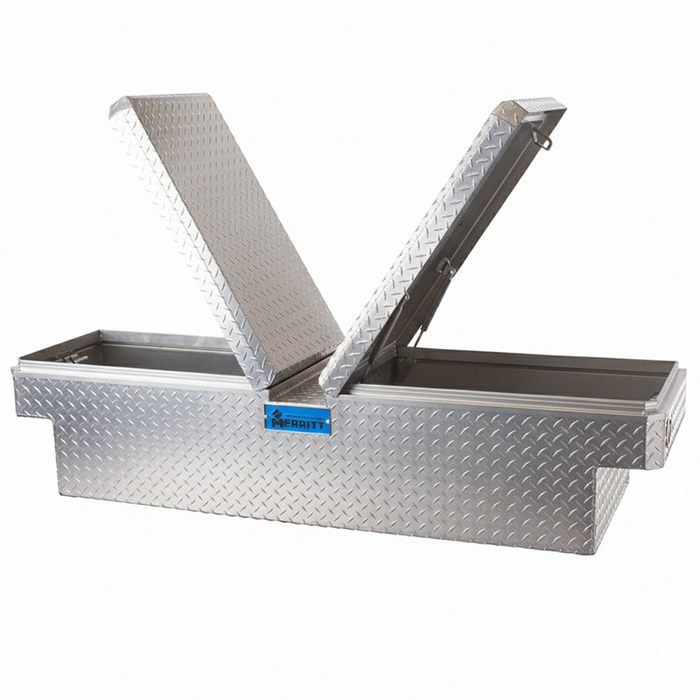 Merritt Gull Wing Crossover Tool Box Extra Deep Diamond Tread Aluminum Bare Metal 19"H x 20"D x 70"L Full Size Trucks Model 710710-111