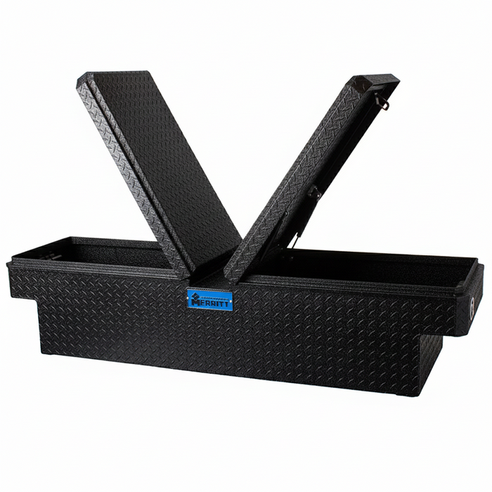 Merritt Gull Wing Crossover Tool Box Standard Depth Diamond Tread Aluminum Textured Black 16"H x 20"D x 70"L Full Size Trucks Model 710709-116