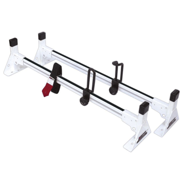 Vantech 2-Bar White Aluminum 42"- 46" (W) Universal Pickup Topper/Cap Ladder Rack System Model H1093W