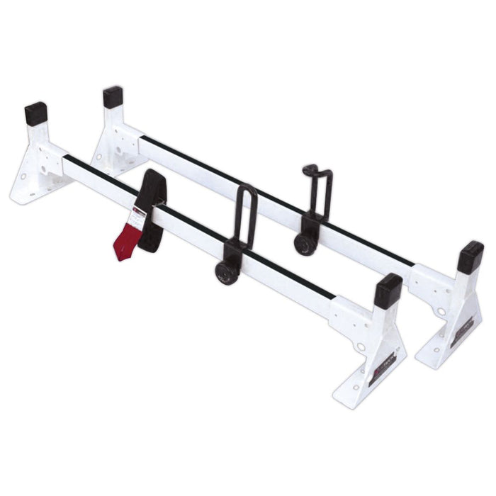 Vantech 2-Bar White Steel 42"- 46" (W) Universal Pickup Topper/Cap Ladder Rack System Model H1090W