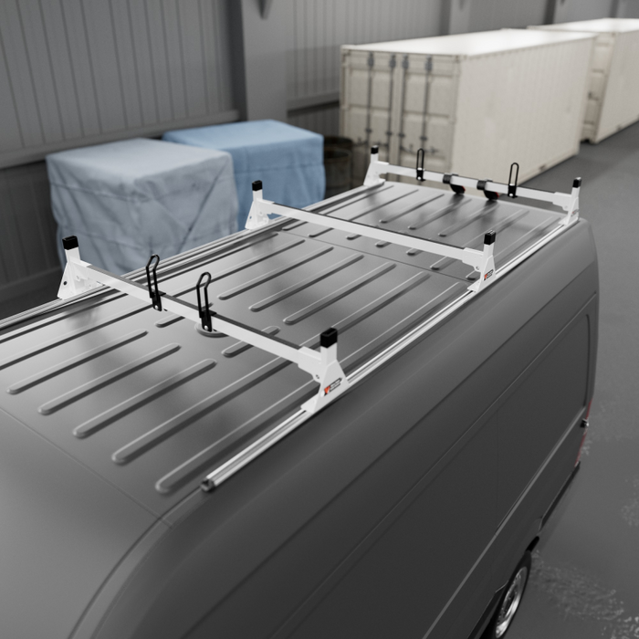 Vantech 3-Bar White Aluminum Ladder Rack System Mercedes Sprinter 2007-current High Roof Model H2666W