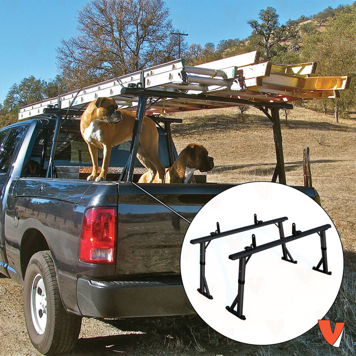 Vantech RAM 1500 / 2500 / 3500 2012-On (Ram Box Model Only) Black Aluminum 55" Ladder Rack System Factory Track Model P3510B