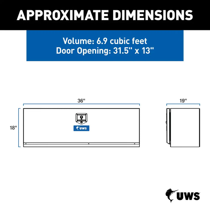 UWS Matte Black Steel 36" Single-Door Underbody Tool Box Model ST-TBUB-36-MB