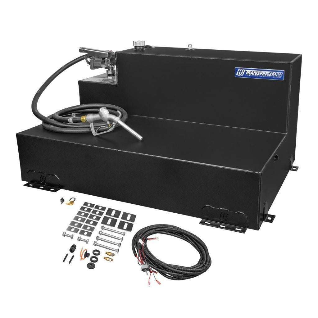 The 100 Gallon L-Shaped Fuel Transfer Tank System Diesel or Gasoline Exclusive Features