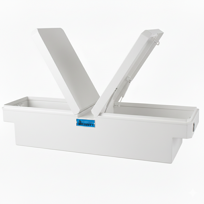 Merritt Gull Wing Crossover Tool Box Extra Deep Smooth Aluminum White 19"H x 20"D x 70"L Full Size Trucks Model 710710-225