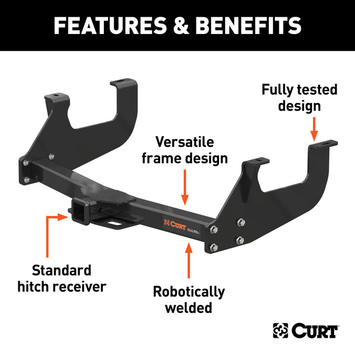 CURT Multi-Fit Class 3 Adjustable Trailer Hitch, 2-Inch Receiver, 8,000 lbs. Select Chevrolet, Ford, GMC, Ram Full-Size Trucks Model 13902