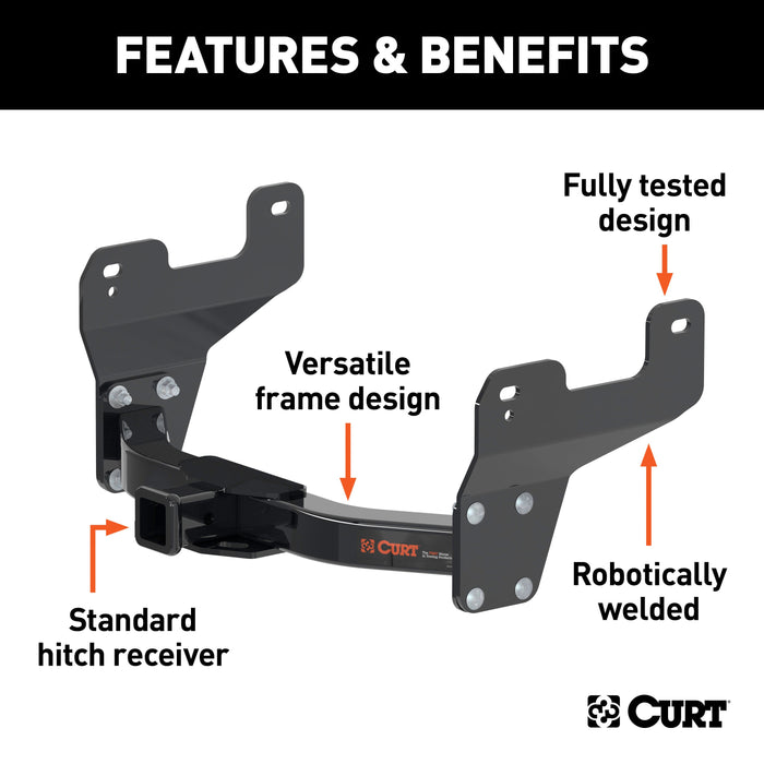 CURT Multi-Fit Class 3 Adjustable Trailer Hitch, 2-Inch Receiver, 8,000 lbs. Select Ford F-150 Model 13903