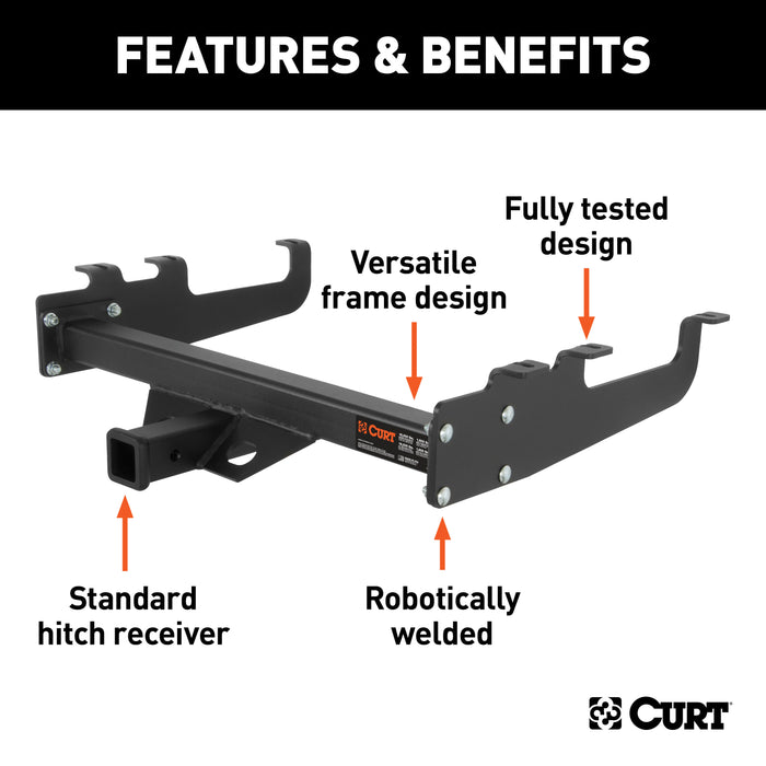 CURT Multi-Fit Class 5 Adjustable Trailer Hitch, 5-1/2-Inch Drop, 2-Inch Receiver, 15,000 lbs. Select Chevrolet, Dodge, Ford, GMC Trucks Model 15510