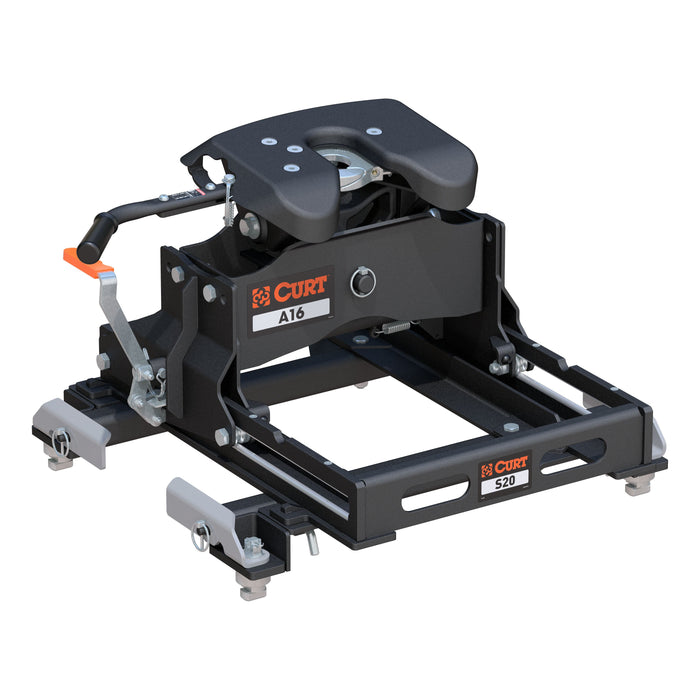 CURT A16 5th Wheel Slider Hitch, 16,000 lbs, Select Chevy Silverado, GMC Sierra 2500, 3500 HD, 6.5-Foot Bed Puck System Model 16054