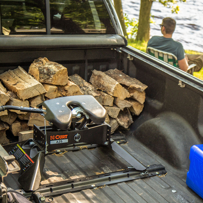 CURT Industry-Standard 5th Wheel Hitch Rails, Gloss Black, 25,000 Pounds Model 16104