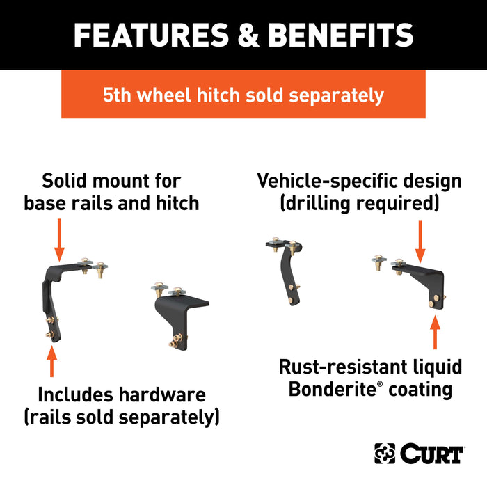 CURT 5th Wheel Installation Brackets, Select Dodge, Ram 1500 with Coil Springs, Additional Brackets Required Model 16306