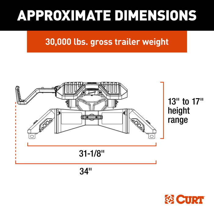CURT PowerRide 30K 5th Wheel Hitch, 30,000 lbs Model 16320