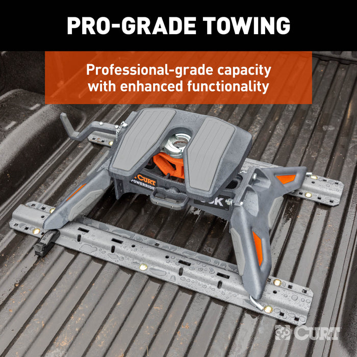 CURT PowerRide 30K 5th Wheel Hitch with Base Rails, 30,000 lbs Model 16321