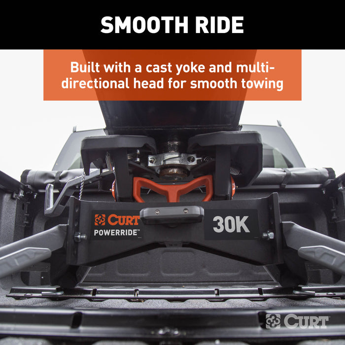 CURT PowerRide 30K 5th Wheel Hitch with Base Rails, 30,000 lbs Model 16321