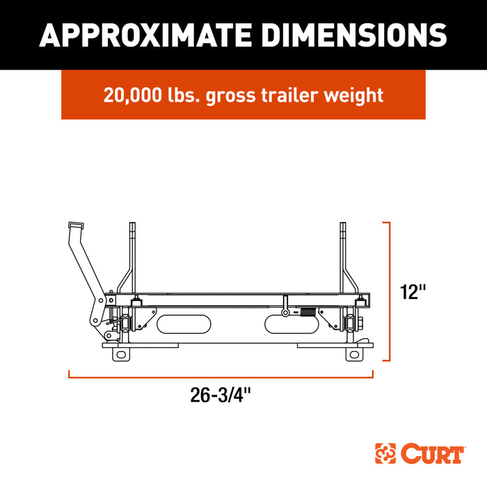 CURT S20 Sliding 5th Wheel Hitch for Short Bed Trucks, 20,000 lbs (Head Required) Model 16564