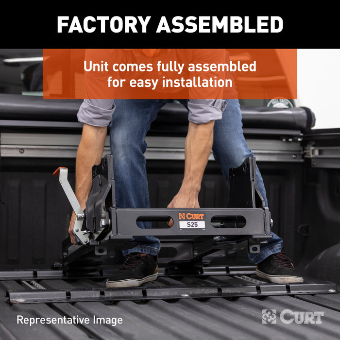 CURT S20 Sliding 5th Wheel Hitch for Short Bed Trucks, 20,000 lbs (Head Required) Model 16564