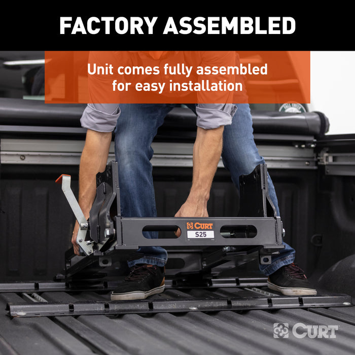 CURT S25 Sliding 5th Wheel Hitch for Short Bed Trucks, 25,000 lbs (Head Required) Model 16574