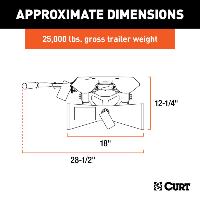CURT A25 5th Wheel Hitch Head Only, Legs or Roller Required, 25,000 lbs Model 16580