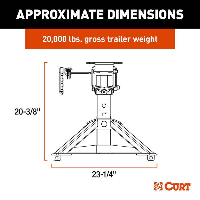 CURT CrossWing Lightweight 5th Wheel Hitch, 20,000 lbs. Model 16600