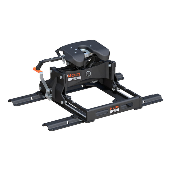 CURT A25 5th Wheel Slider Hitch with Base Rails for Short Bed Trucks, 25,000 lbs Model 16651
