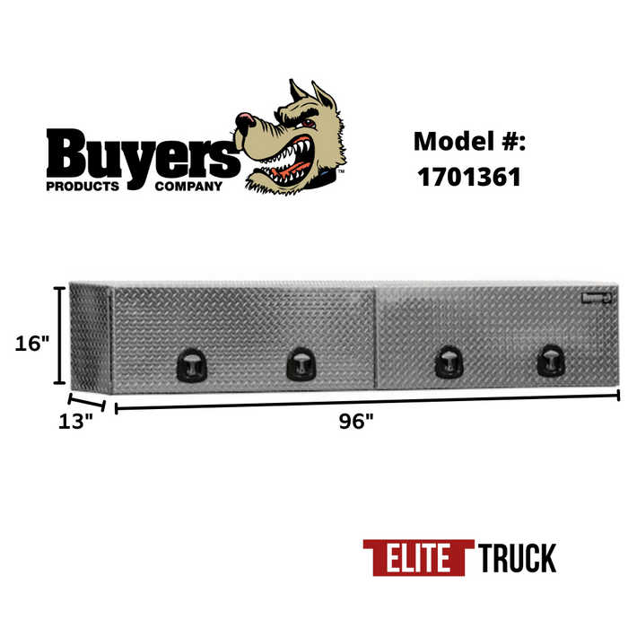 Buyers Products 16x13x96 Aluminum Top Mount Truck Box with Flip-Up Door 1701361