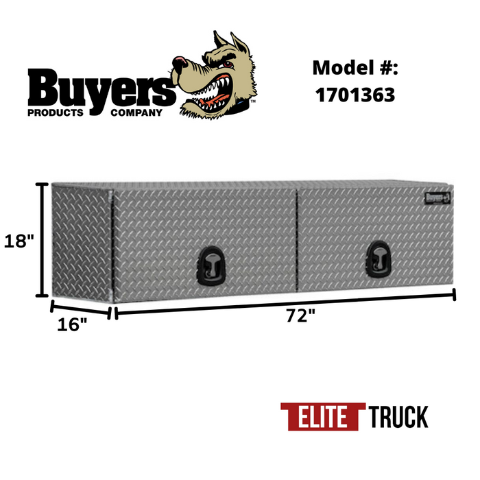 Buyers Products 18x16x72 Aluminum Top Mount Truck Box with Flip-Up Door 1701363
