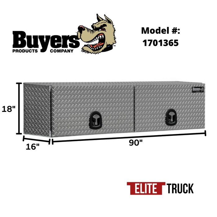 Buyers Products 18x16x90 Aluminum Top Mount Truck Box with Flip-Up Door Model 1701365