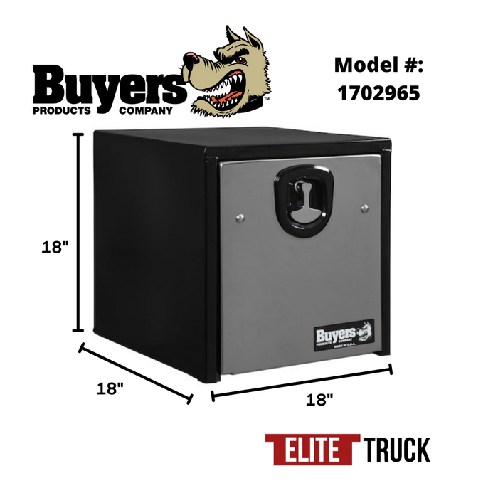 Buyers Products 18X18X18 Black Steel With Stainless Steel Door Underbody Truck Box 1702965