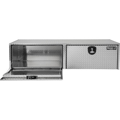 BUYERS PRODUCTS 18 In. X 18 In. X 36 In. Diamond Plate Tread Aluminum Underbody Truck Tool Box With Barn Door 1705205 BUYERS PRODUCTS 18 In. X 18 In. X 36 In. Diamond Plate Tread Aluminum Underbody Truck Tool Box With Barn Door 1705205