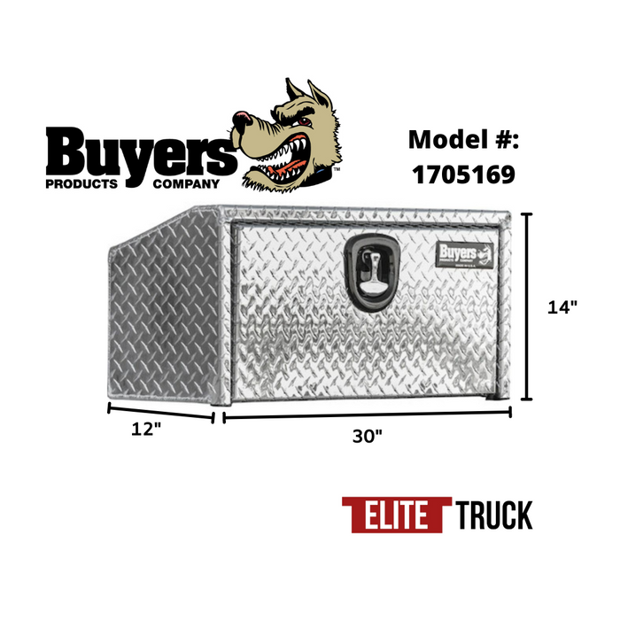 Buyers Products 14x12x30 Inch Diamond Tread Aluminum Underbody Truck Box With Slanted Back 1705169