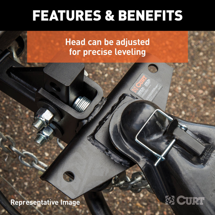 CURT Round Bar Weight Distribution Hitch with Integrated Lubrication, Up to 10K, 2-Inch Shank Model 17052