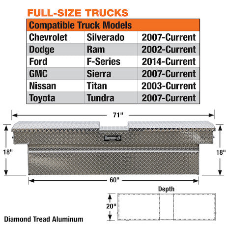 Buyers Products 18x20x71 Inch Diamond Tread Aluminum Gull Wing Truck Box - Lower Half 11x20x60 Model 1710410