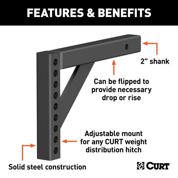 CURT Replacement Weight Distribution Hitch Shank, 2-Inch Receiver, 6-Inch Drop, 10-1/4-Inch Rise Model 17122