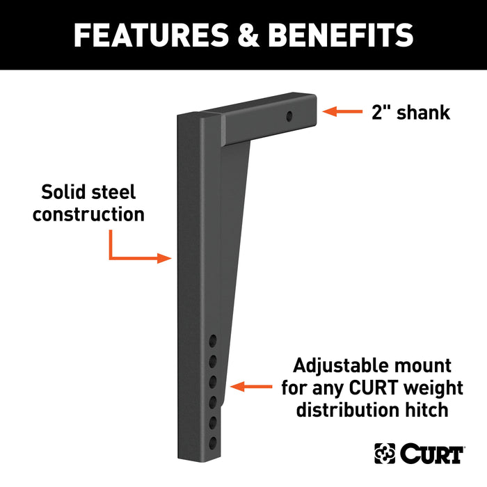 CURT Replacement Weight Distribution Hitch Shank, 2-Inch Receiver, 14-1/2-Inch Drop Model 17125