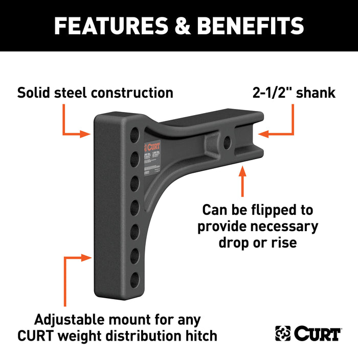 CURT Replacement Weight Distribution Hitch Shank, 21/2Inch Receiver, — Elite Truck