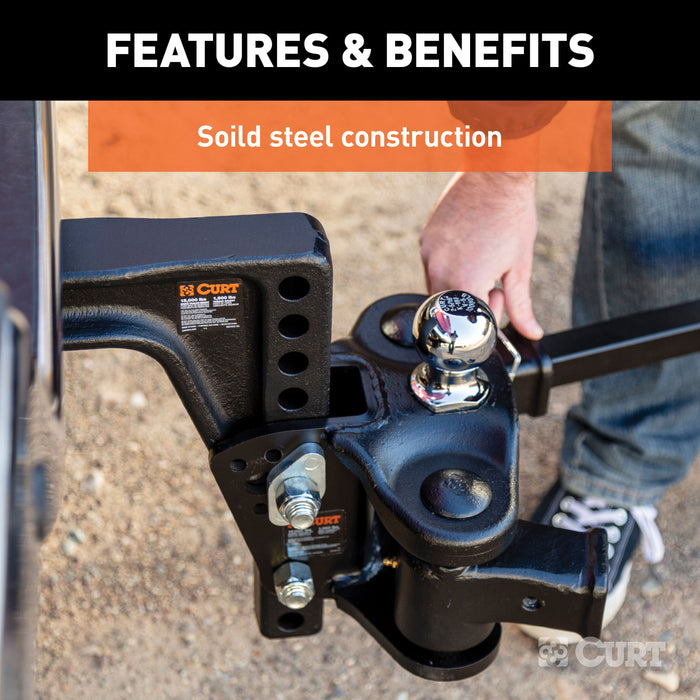 CURT Replacement Weight Distribution Hitch Shank, 2-1/2-Inch Receiver, 8-Inch Drop Model 17132