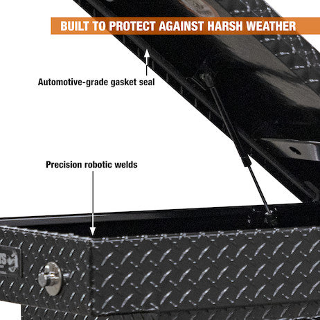Buyers Products 23x20x71 Inch Gloss Black Diamond Tread Aluminum Gull Wing Truck Box - Lower Half 16x20x60 Model 1720413