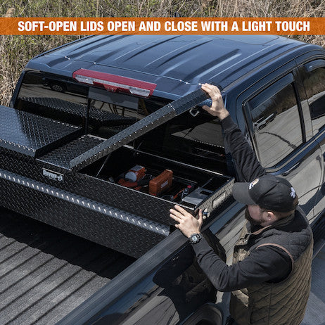 Buyers Products 23x20x71 Inch Gloss Black Diamond Tread Aluminum Gull Wing Truck Box - Lower Half 16x20x60 Model 1720413