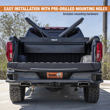 Buyers Products 23x20x71 Inch Gloss Black Diamond Tread Aluminum Gull Wing Truck Box - Lower Half 16x20x60 Model 1720413