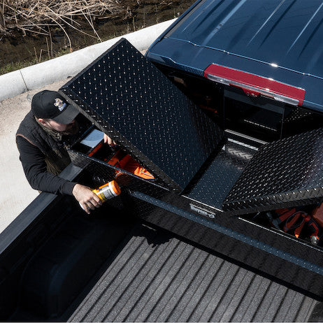 Buyers Products 23x20x71 Inch Gloss Black Diamond Tread Aluminum Gull Wing Truck Box - Lower Half 16x20x60 Model 1720413