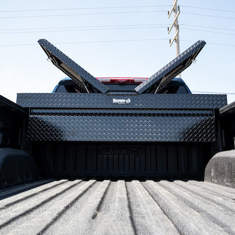 Buyers Products 23x20x71 Inch Gloss Black Diamond Tread Aluminum Gull Wing Truck Box - Lower Half 16x20x60 Model 1720413