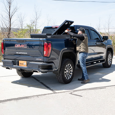 Buyers Products 23x20x71 Inch Gloss Black Diamond Tread Aluminum Gull Wing Truck Box - Lower Half 16x20x60 Model 1720413