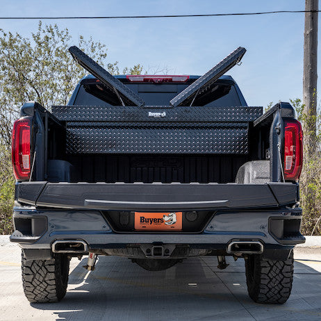 Buyers Products 23x20x71 Inch Gloss Black Diamond Tread Aluminum Gull Wing Truck Box - Lower Half 16x20x60 Model 1720413