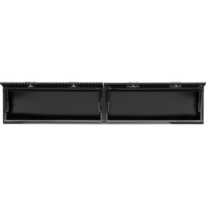 Buyers Products 16x13x96 Gloss Black Diamond Tread Aluminum Top Mount Truck Box with Flip-Up Door 1721361