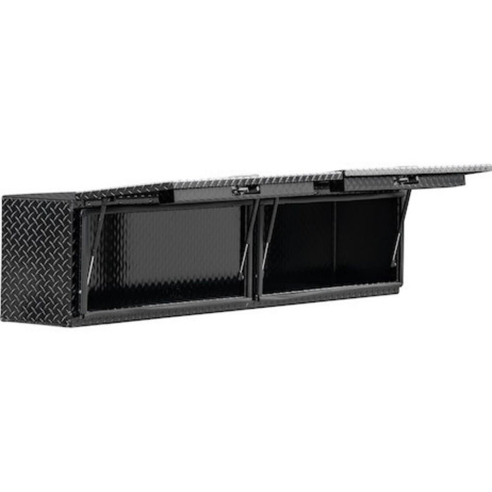 Buyers Products 18x16x88 Gloss Black Diamond Tread Aluminum Top Mount Truck Box with Flip-Up Door 1721364