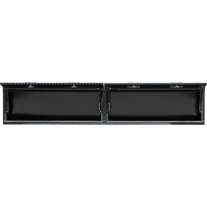 Buyers Products 18x16x96 Gloss Black Diamond Tread Aluminum Top Mount Truck Box with Flip-Up Door 1721770
