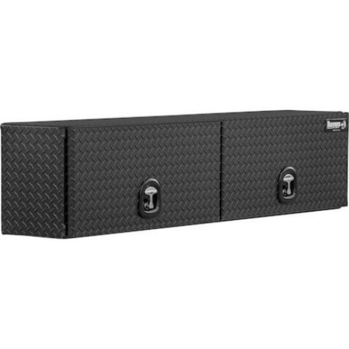 Buyers Products 16x13x72 Textured Matte Black Diamond Tread Aluminum Top Mount Truck Box with Flip-Up Door Model 1722351