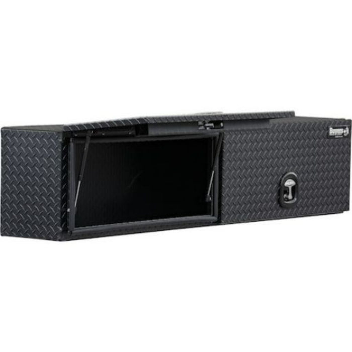 Buyers Products 16x13x72 Textured Matte Black Diamond Tread Aluminum Top Mount Truck Box with Flip-Up Door Model 1722351