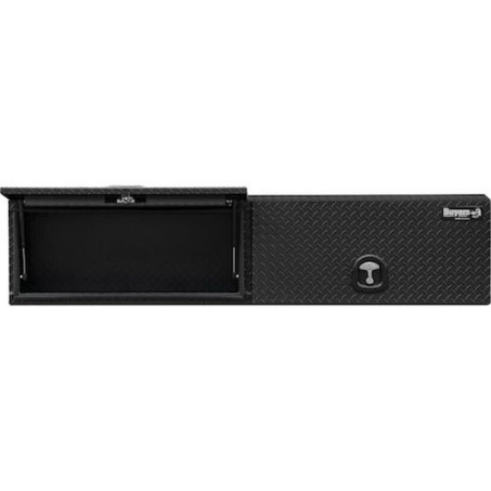 Buyers Products 16x13x72 Textured Matte Black Diamond Tread Aluminum Top Mount Truck Box with Flip-Up Door Model 1722351